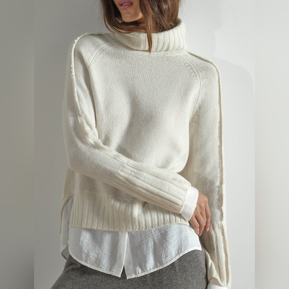 BROCHU WALKER Jolie Fringe Layered Looker Sweater Small